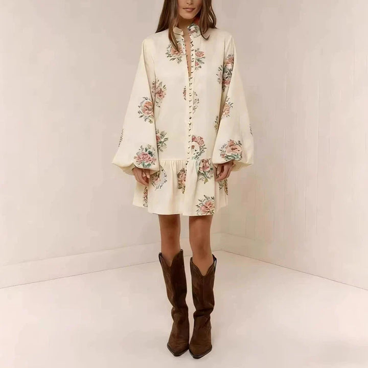 Duttini | Floral Button-Down Mini Dress for Women in Lightweight Fabric