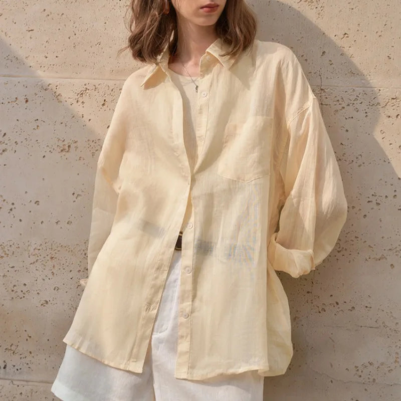 Duttini | Sheer Ramie Oversized Shirt