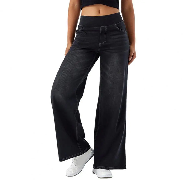 Duttini | Pull-On Wide Leg Jean for Women in Denim Blue