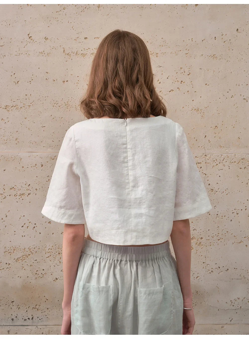 Duttini | Boxy Linen Crop Top