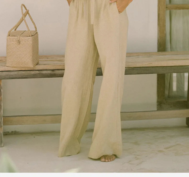 Duttini | Linen Wide Leg Pant for Women in Ruffle Style