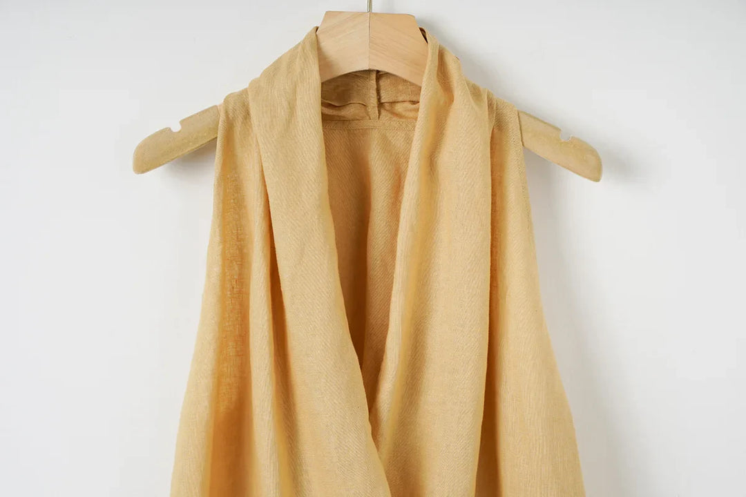Duttini | Drape Linen Vest for Women in Natural