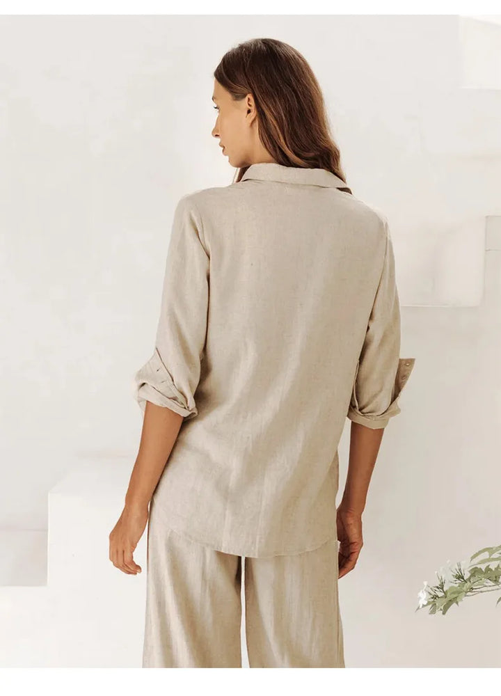Duttini | Oversized Linen Shirt for Women in White