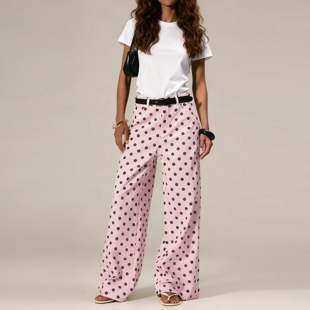 Duttini | Wide-Leg Trouser for Women in Polka Dot Print