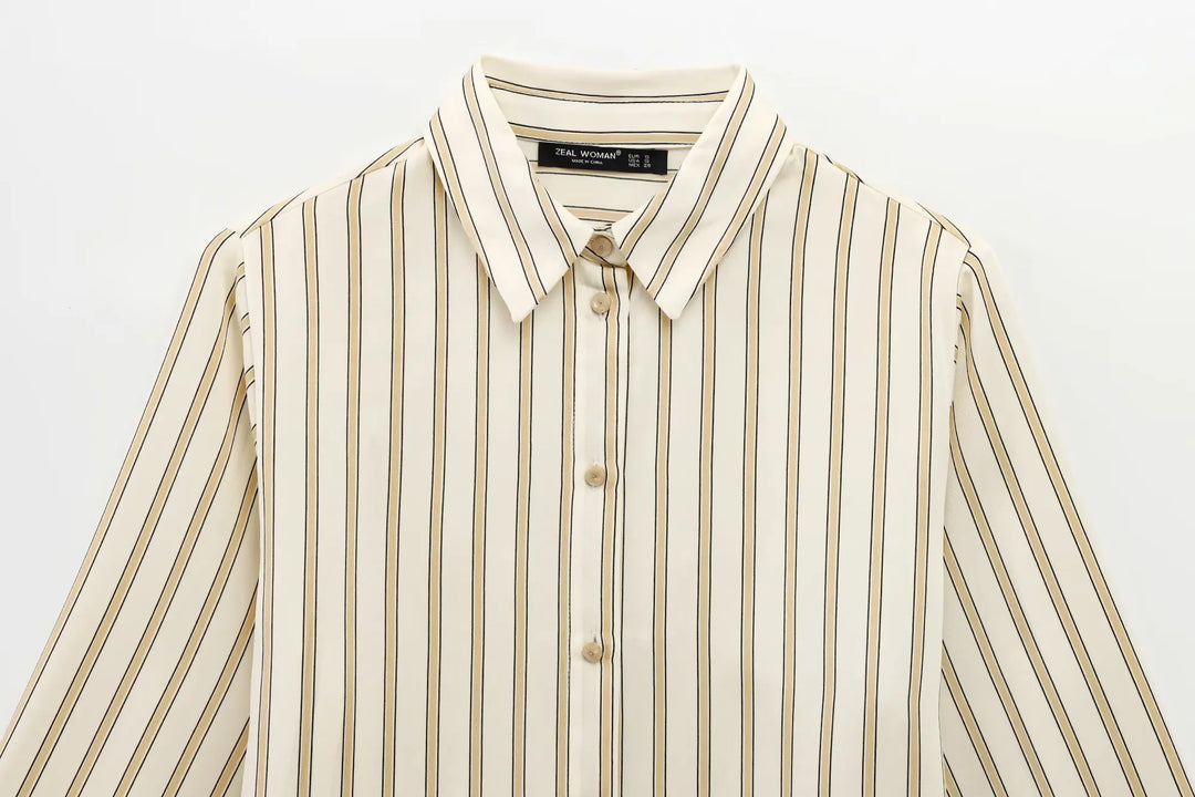 Duttini | Striped Button-Up Blouse for Women in Cotton Blend