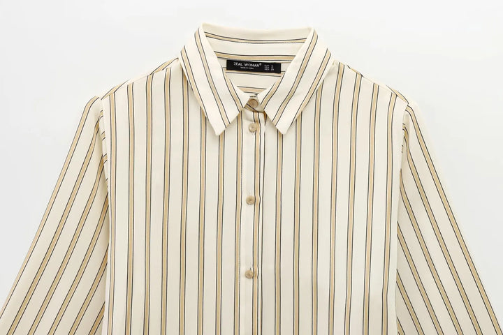 Duttini | Striped Button-Up Blouse for Women in Cotton Blend