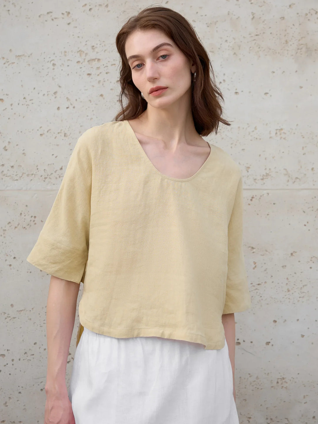Duttini | Hemp V-Neck Boxy Top for Women