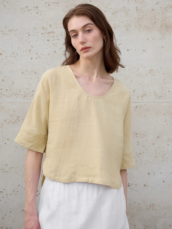 Duttini | Hemp V-Neck Boxy Top for Women