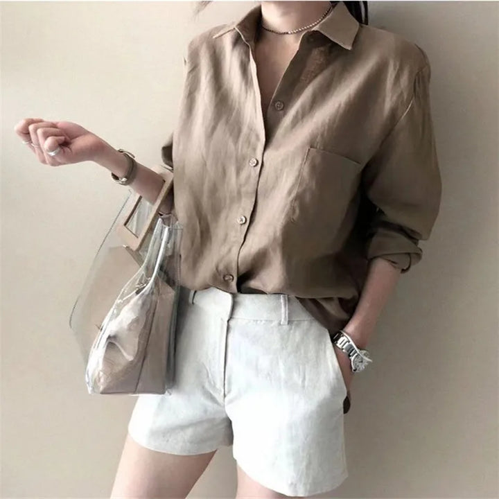 Duttini | Soft Linen Open Collar Shirt