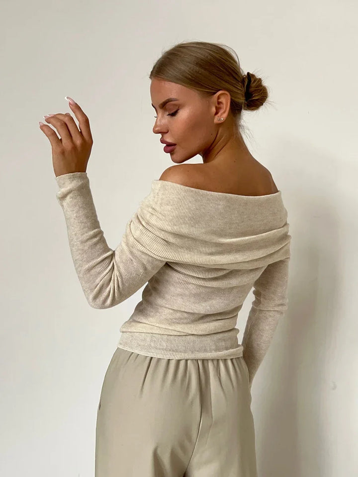 Duttini | Off-Shoulder Knit Top for Women in Black