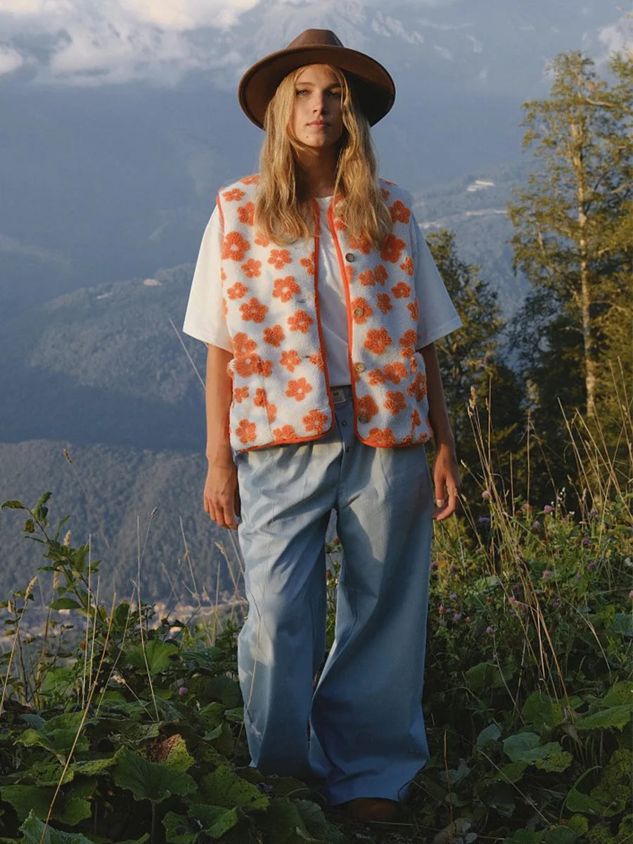 Duttini | Floral Fleece Vest for Women