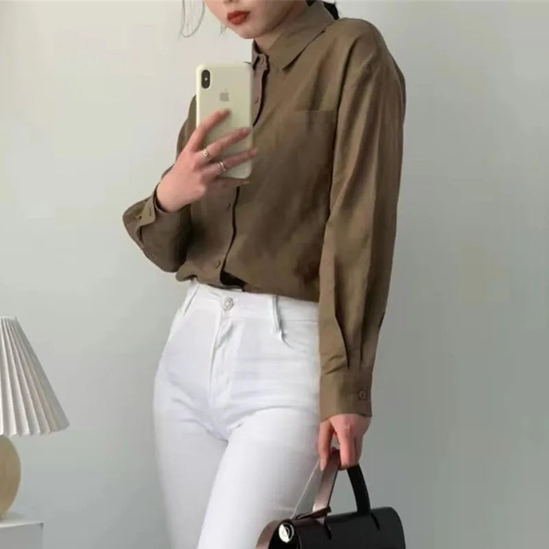 Duttini | Soft Linen Open Collar Shirt