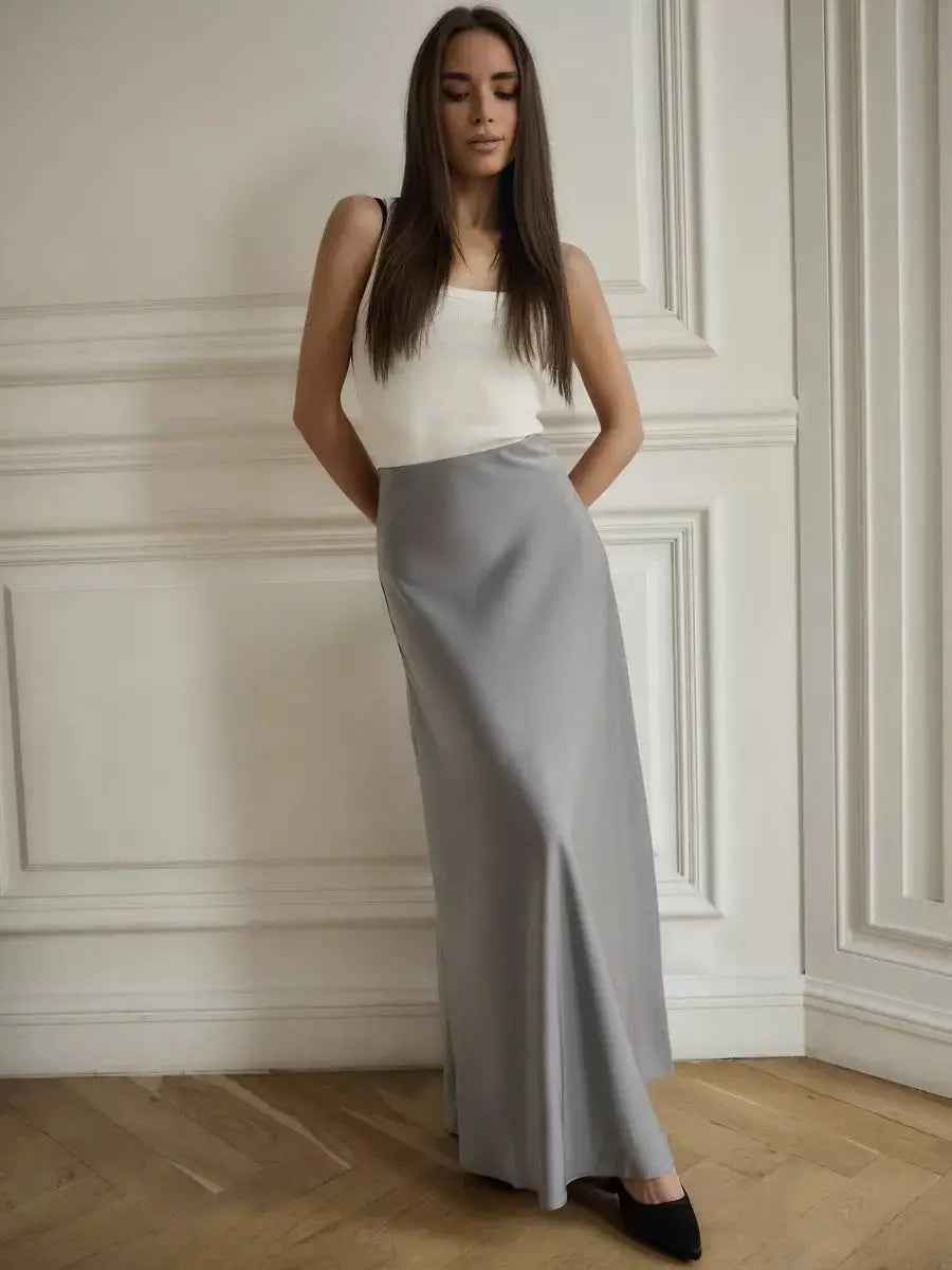 Duttini | Satin Fishtail Maxi Skirt for Women