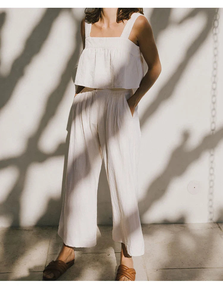 Duttini | Pleated Linen Culotte Pant for Women