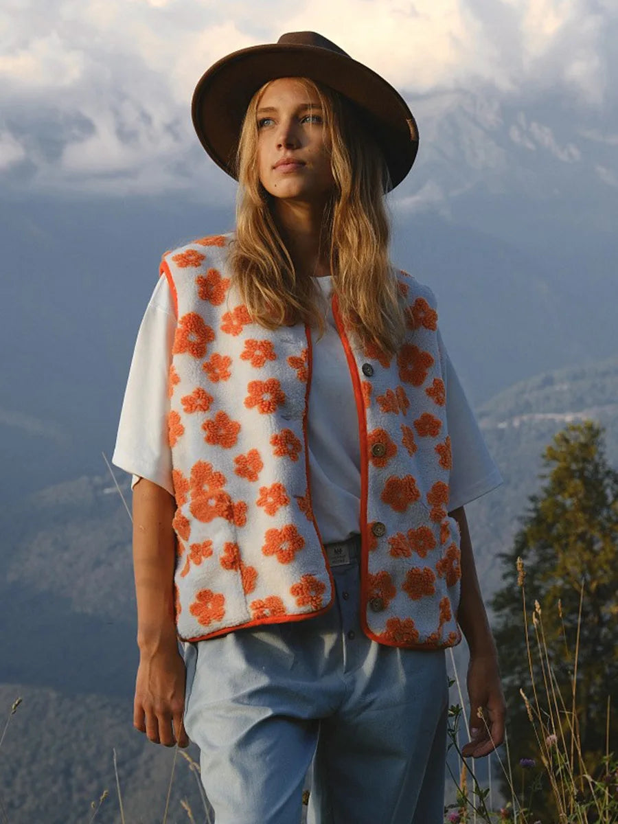 Duttini | Floral Fleece Vest for Women