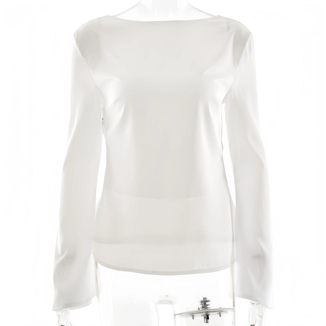 Duttini | Satin Long Sleeve Bell Cuff Top for Women in Elegant Style