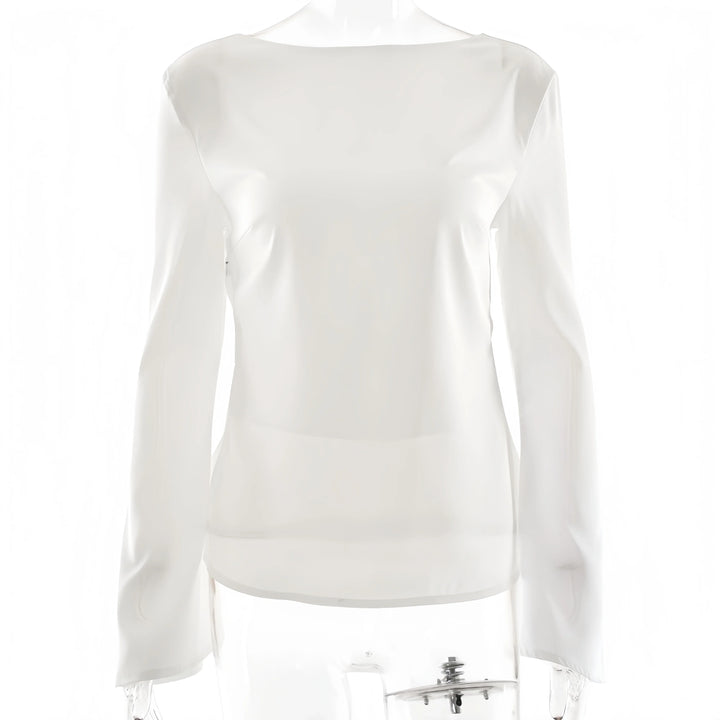 Duttini | Satin Long Sleeve Bell Cuff Top for Women in Elegant Style