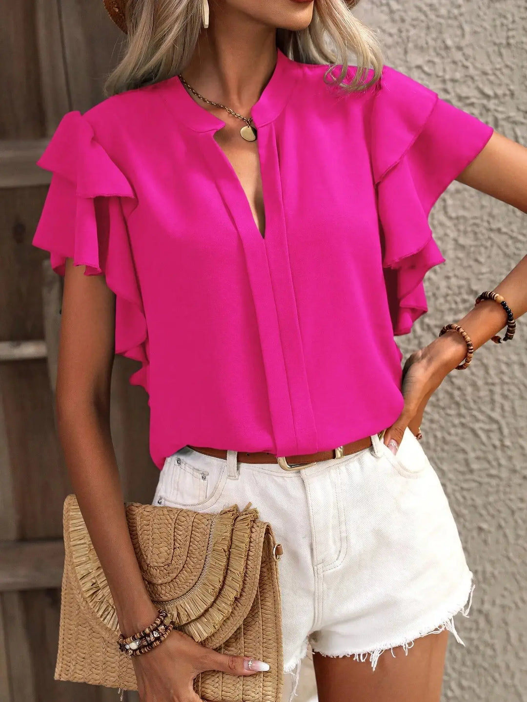 Duttini | Chic Blouse With Elegant Ruffle Sleeves for Every Occasion