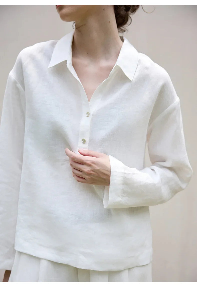 Duttini | Linen Pullover for Men with Polo Collar