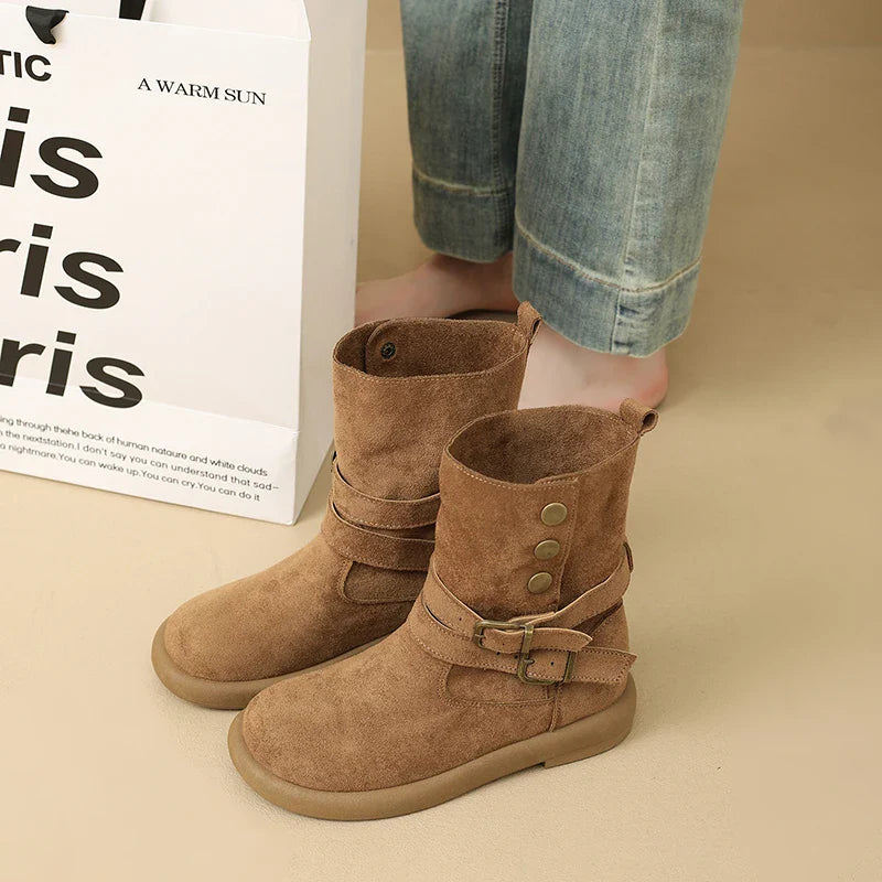 Duttini | Suede Buckle Ankle Boots
