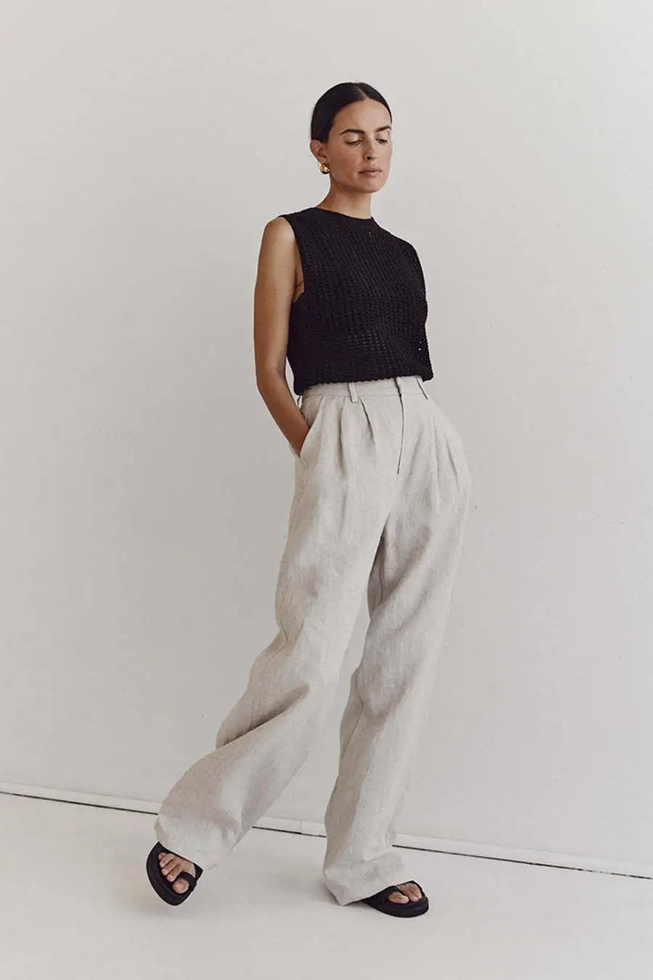 Duttini | Hollow Knit Tank for Women in Cream