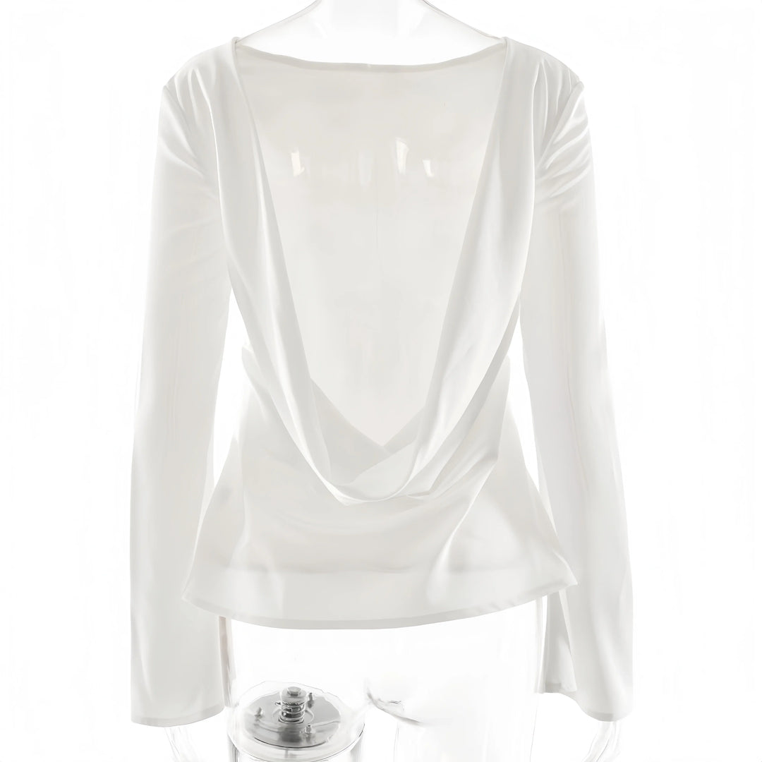 Duttini | Satin Long Sleeve Bell Cuff Top for Women in Elegant Style
