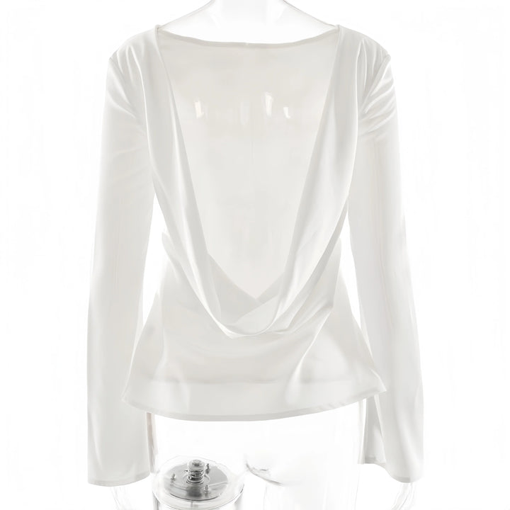 Duttini | Satin Long Sleeve Bell Cuff Top for Women in Elegant Style