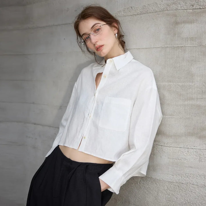 Duttini | Cropped Linen Overshirt for Women