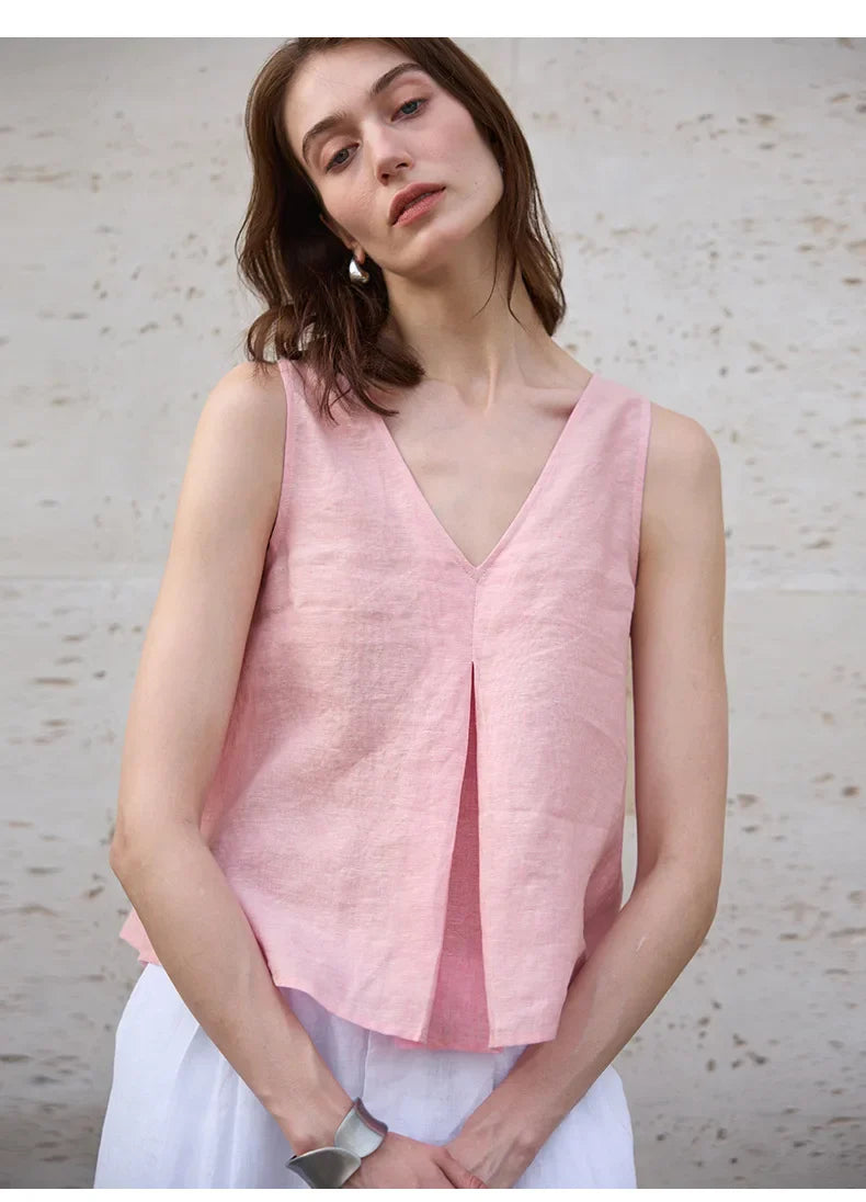 Duttini | Linen Reversible Vest for Men in Chambray