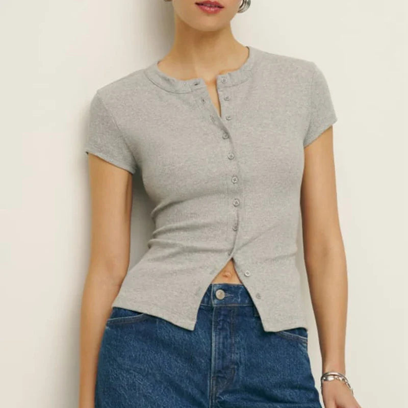 Duttini | Snapfront Knit Top for Women