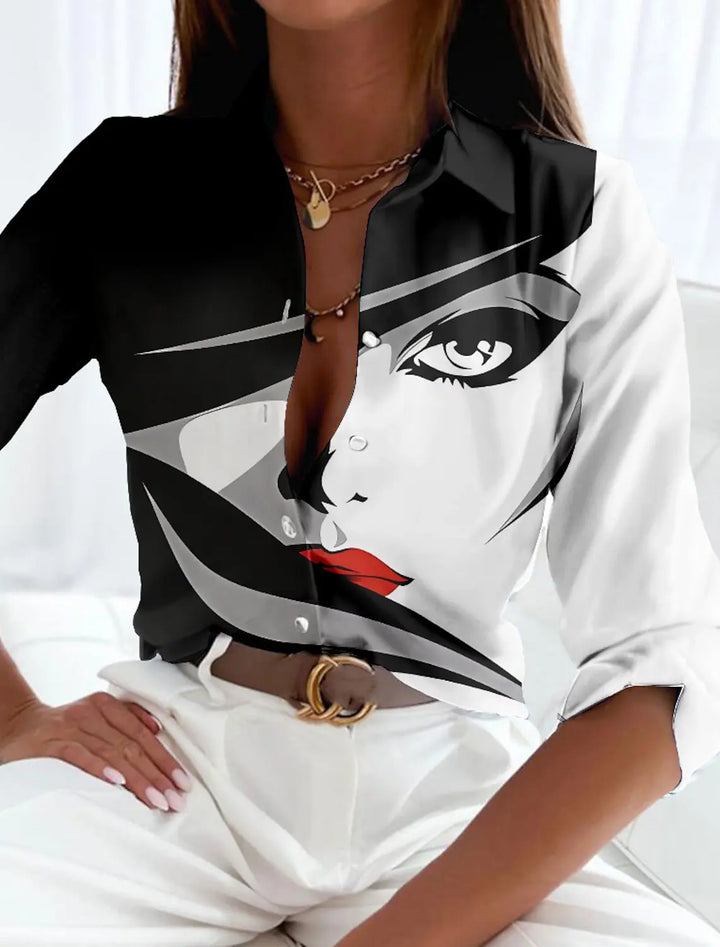 Duttini | Chic Contemporary Printed Blouse with Graceful Drape