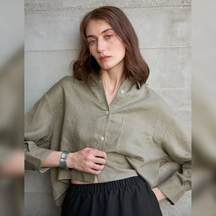 Duttini | Cropped Linen Overshirt for Women