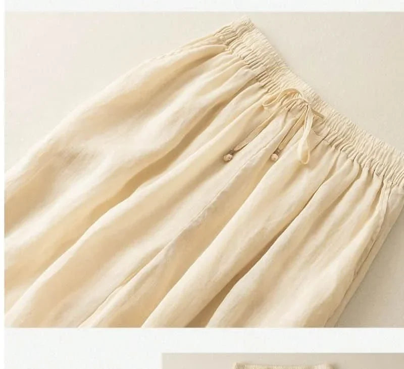 Duttini | Linen Pants for Women in White, Relaxed Fit