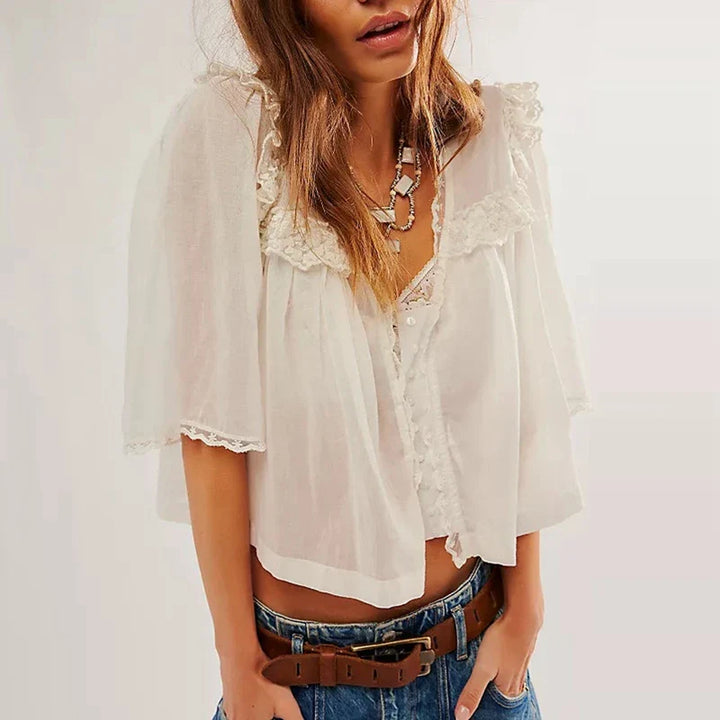 Duttini | Ruffle Blouse for Women in Lightweight Fabric