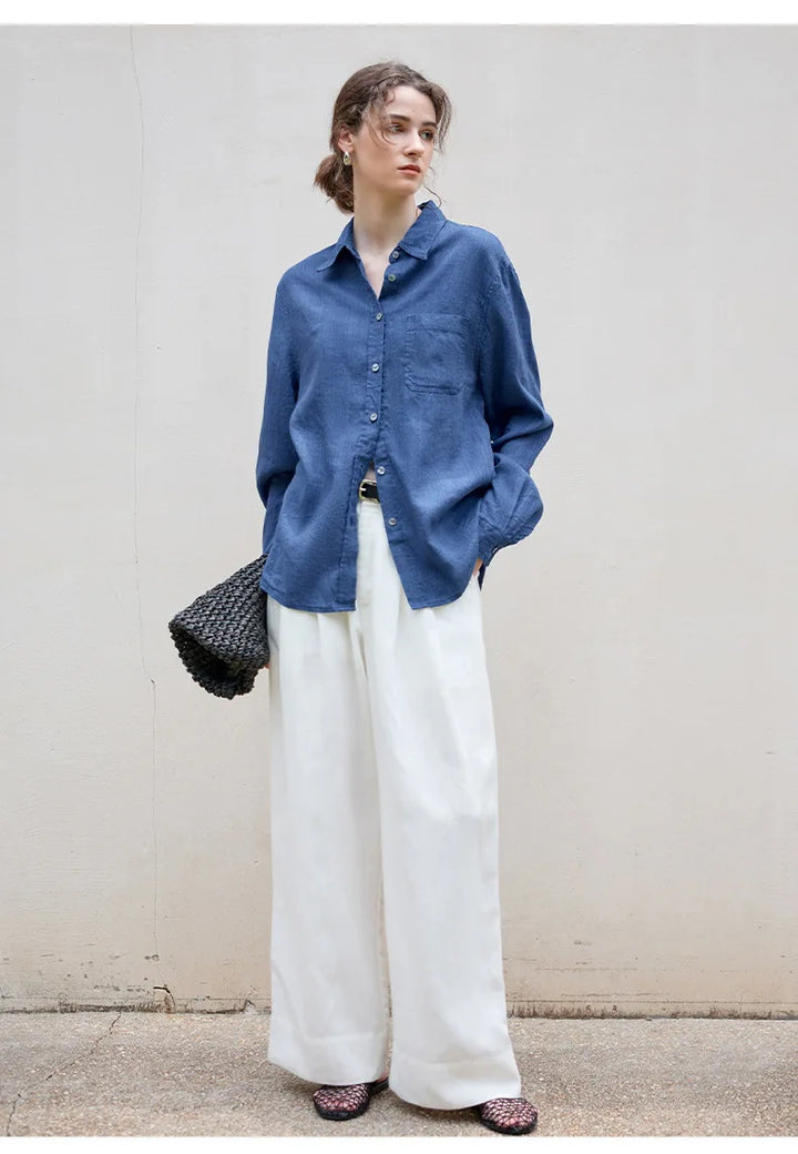 Duttini | Linen Shirt for Men in Classic Fit, White