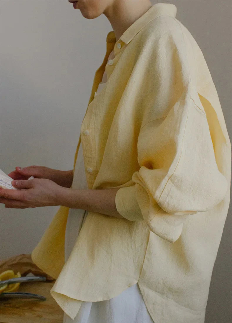 Duttini | Linen Shirt for Women with Slit Hem