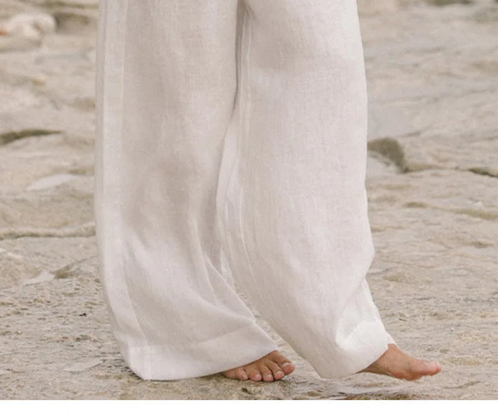 Duttini | Linen Wide Leg Pant for Women in Ruffle Style