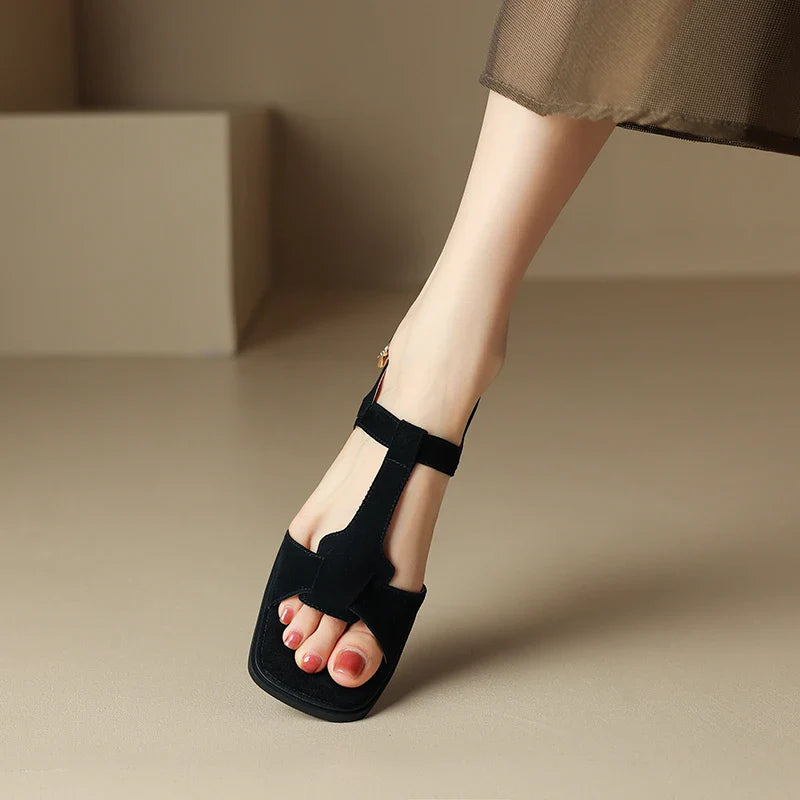 Duttini | Suede T-Strap Sandals