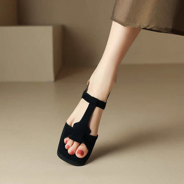 Duttini | Suede T-Strap Sandals