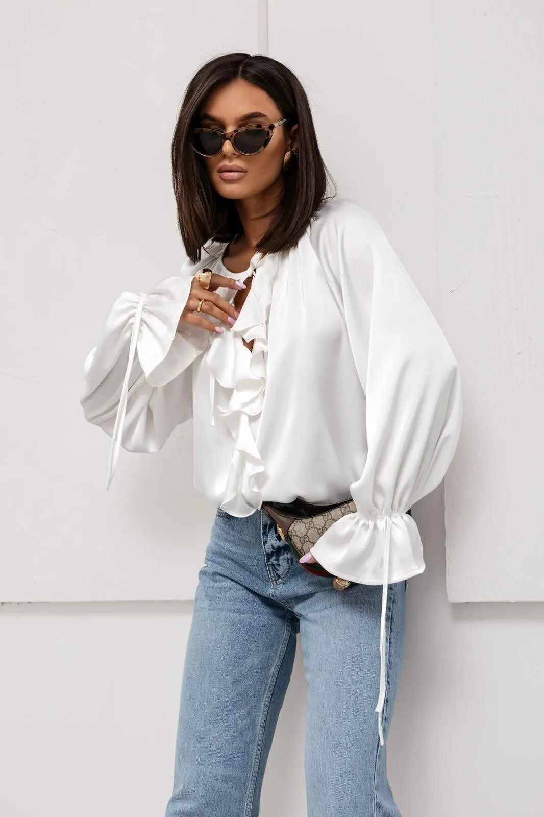 Duttini | Satin Ruffle Blouse for Women