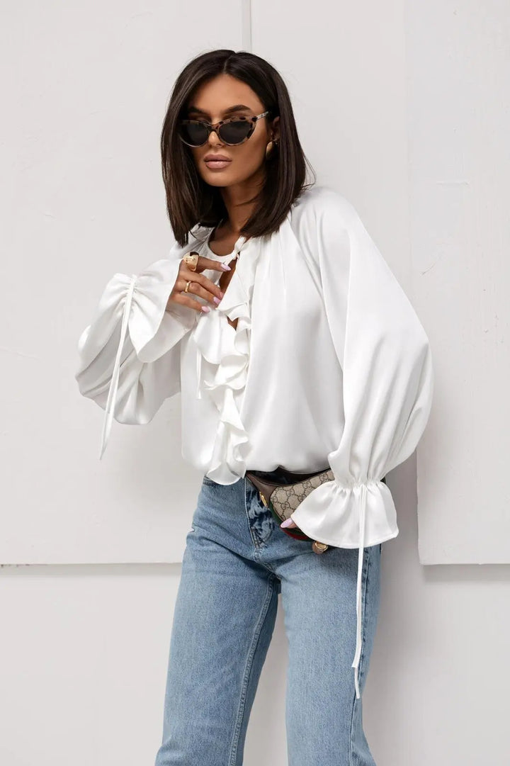 Duttini | Satin Ruffle Blouse for Women