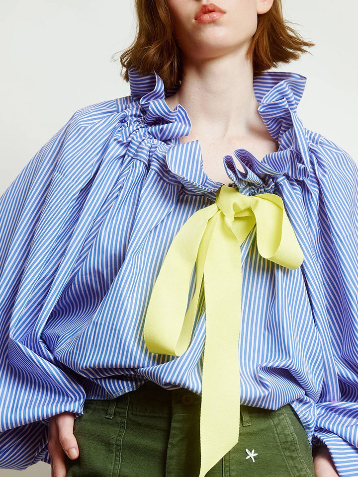 Duttini | Puffed Cotton Blouse for Women in White