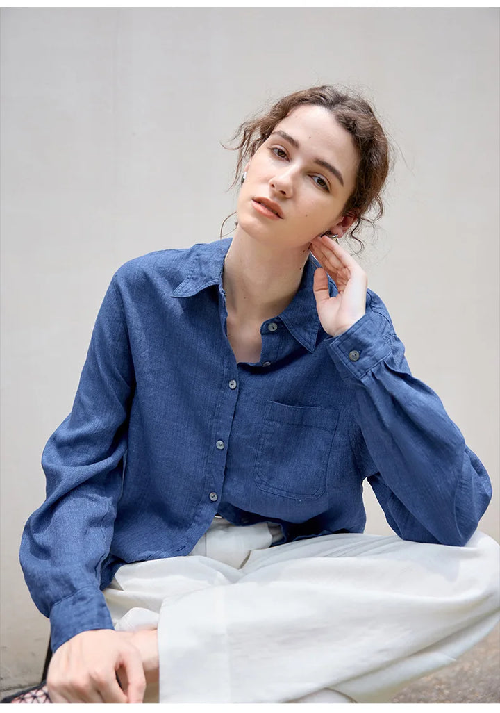 Duttini | Linen Everyday Shirt for Men in Indigo