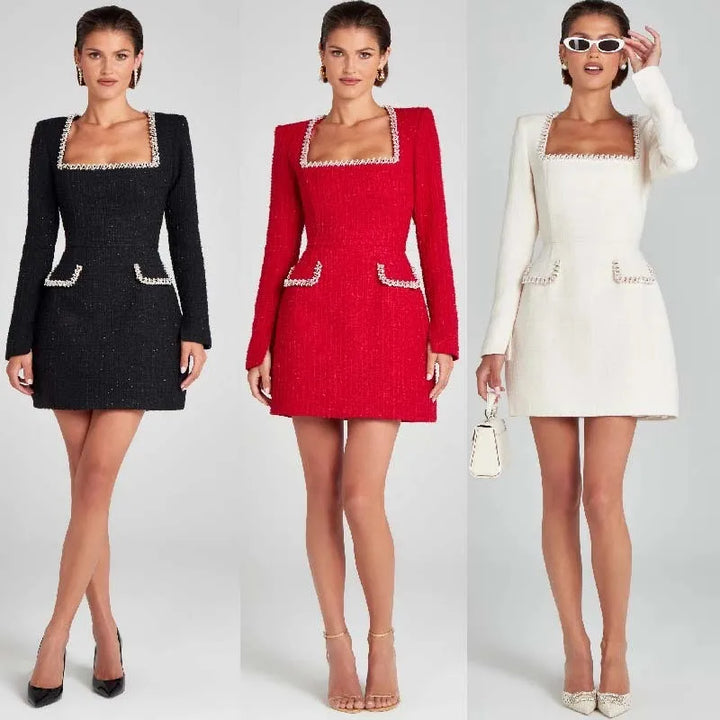 Duttini | Tweed Pearl Trim Blazer Mini Dress
