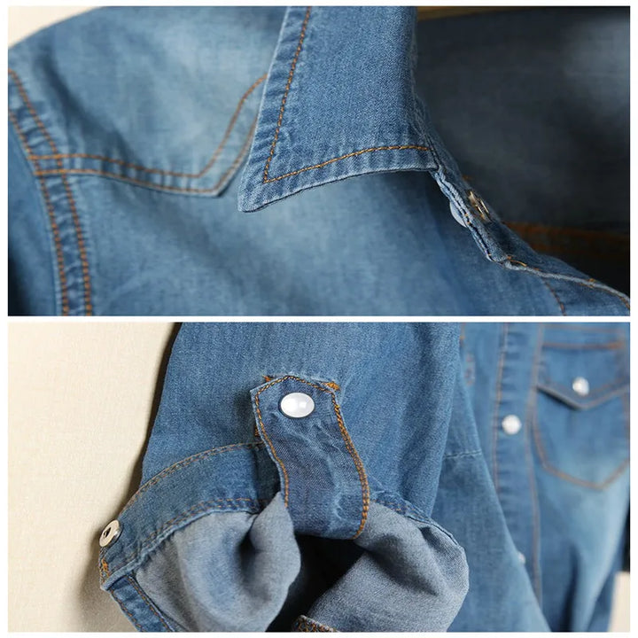 Duttini | Denim Crop Top for Women in Light Blue