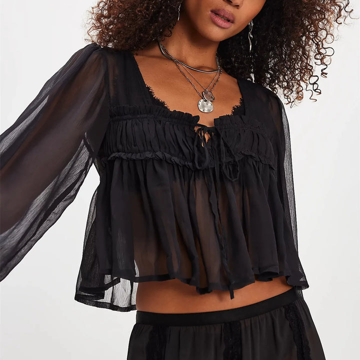 Duttini | Chiffon Tie Blouse for Women in Whisper Color