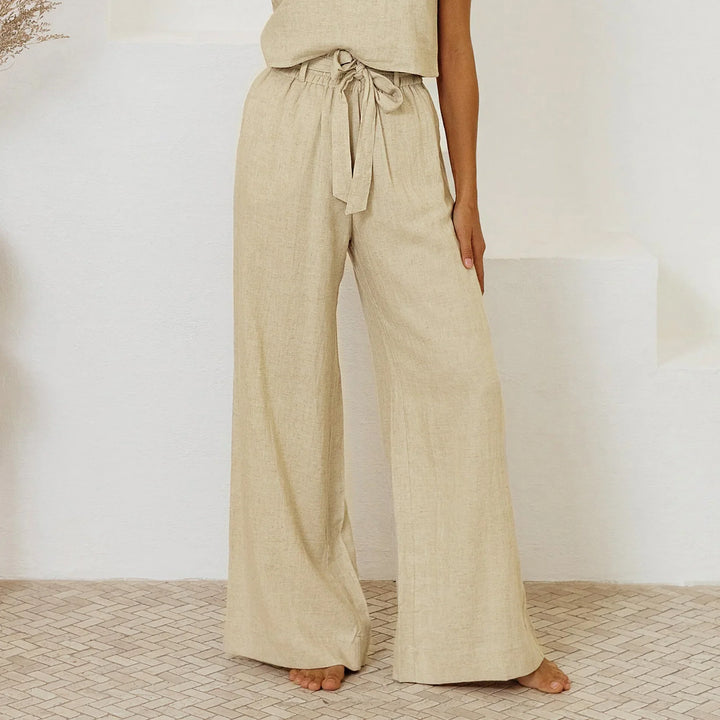 Duttini | Linen Wide Leg Pant for Women in Ruffle Style