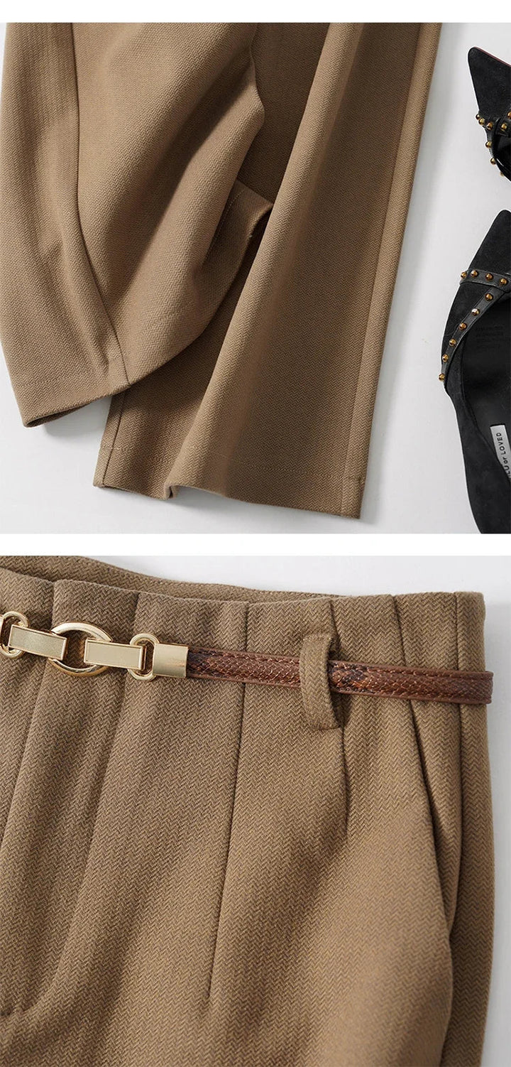 Duttini | Wide Leg Wool Trousers for Women in Black