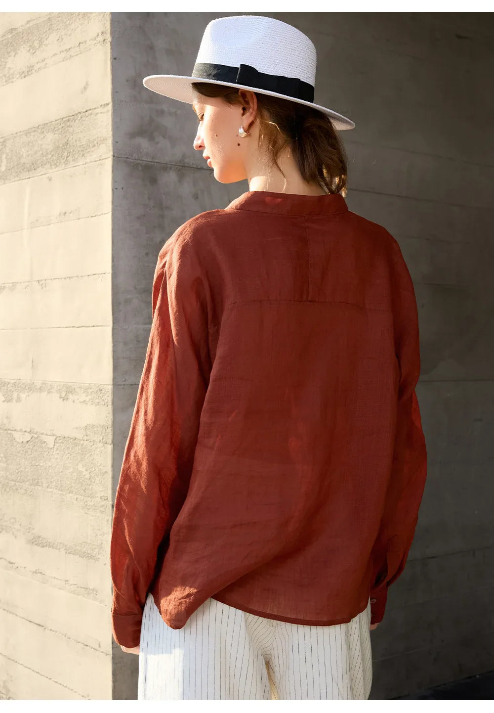 Duttini | Linen V-Neck Shirt for Women