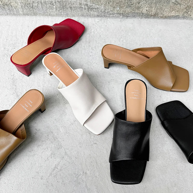 Duttini | Red Leather Heeled Mules
